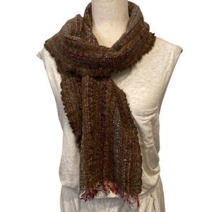 Kerry Traditions made in Ireland brown purple, gray, colorful yarn scarf